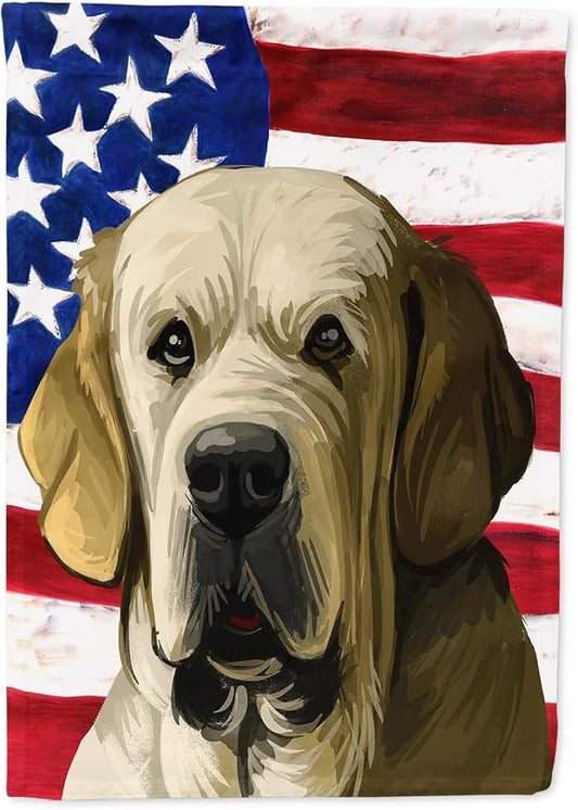Caroline's Treasures CK6718CHF Spanish Mastiff Dog American Flag House Flag Large Porch Sleeve Pole Decorative Outside Yard Banner Artwork Wall Hanging, Polyester, House Size, Multicolor
