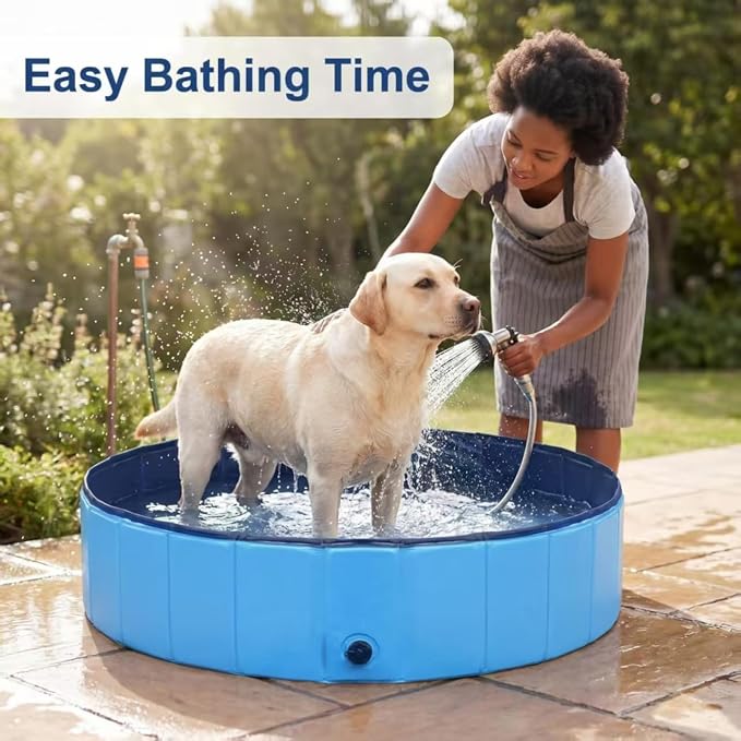 Dog Pool Foldable pet Pool Dog Swimming Pool pet Swimming Pool PVC Non-Slip for All Kinds of Pets (32x8in)