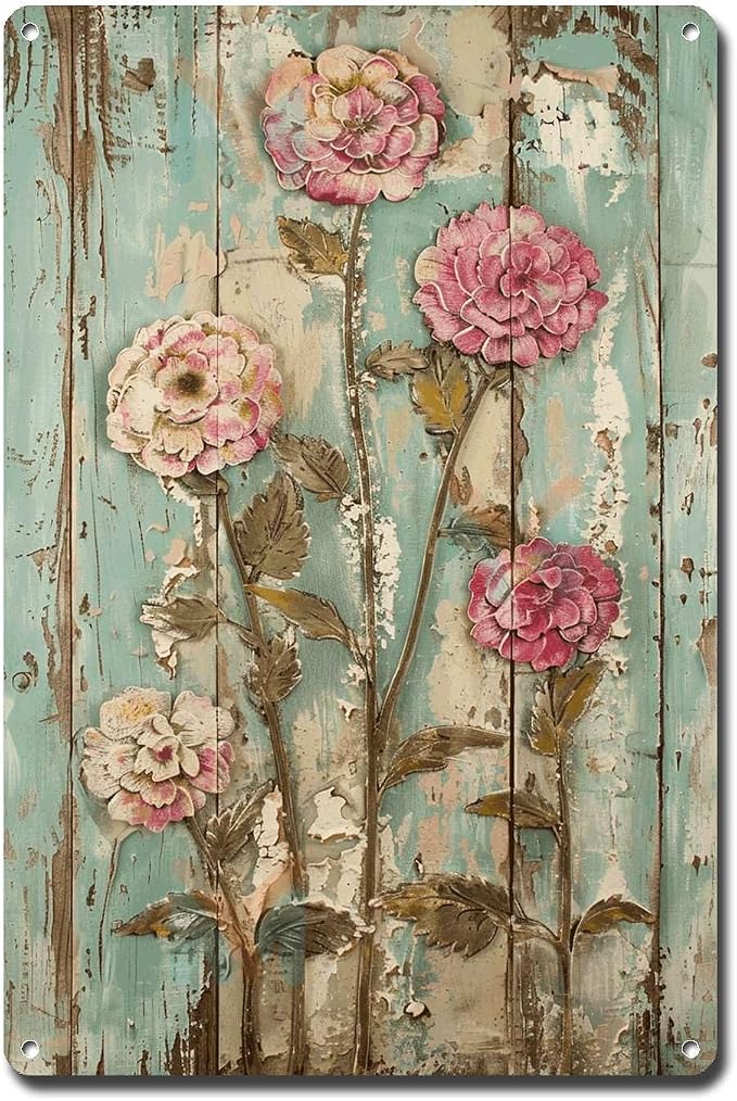 Metal Sign Tin Sign Vintage Wall Art Shabby Chic Longevity Tin Sign for Vintage Aesthetics Perennial Bloom Lovers and Weather Resistan Bathroom Decor for Club 6×8 Inches