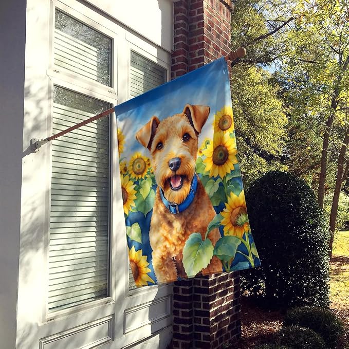 Caroline's Treasures DAC6114CHF Lakeland Terrier in Sunflowers House Flag Large Porch Sleeve Pole Decorative Outside Yard Banner Artwork Wall Hanging, Polyester, House Size, Multicolor