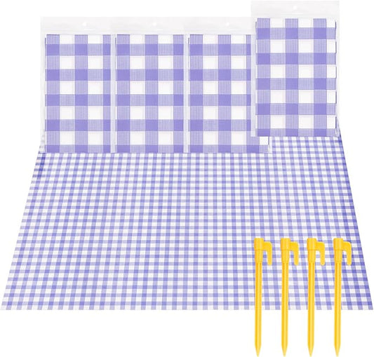 4 Pcs Disposable Outdoor Picnic Blankets 70.9''x70.9'' Portable Pocket Blanket Foldable Waterproof Picnic Mats Sandproof Beach Blanket with Ground Spikes for Beach Travel Hiking Camping