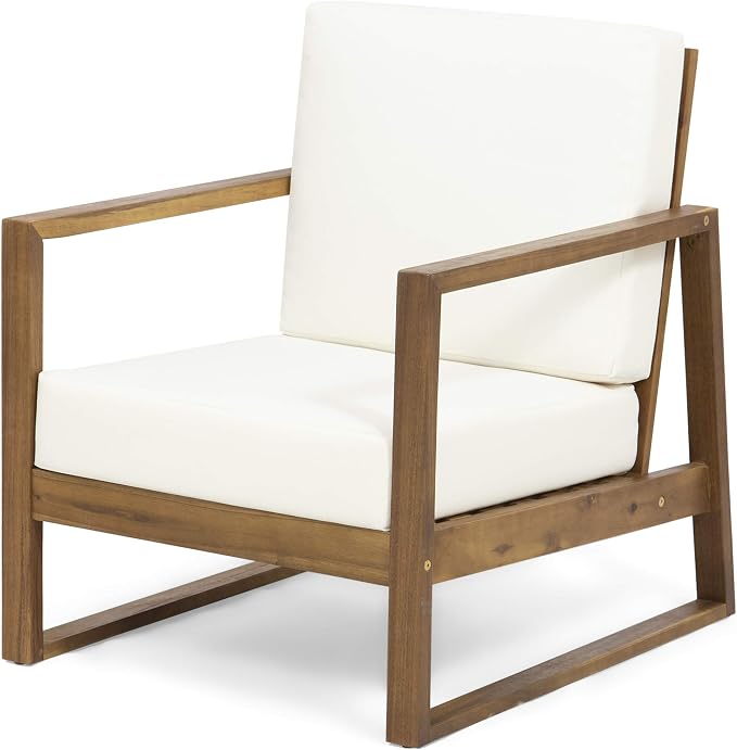 Christopher Knight Home Belgian Patio Furniture Set with Fire Pit Table and Tank Holder, Outdoor Conversation Set with Fire Table, Acacia Wood Lounge Chair Outdoor Set of 4, Teak+Cream+Dark Grey