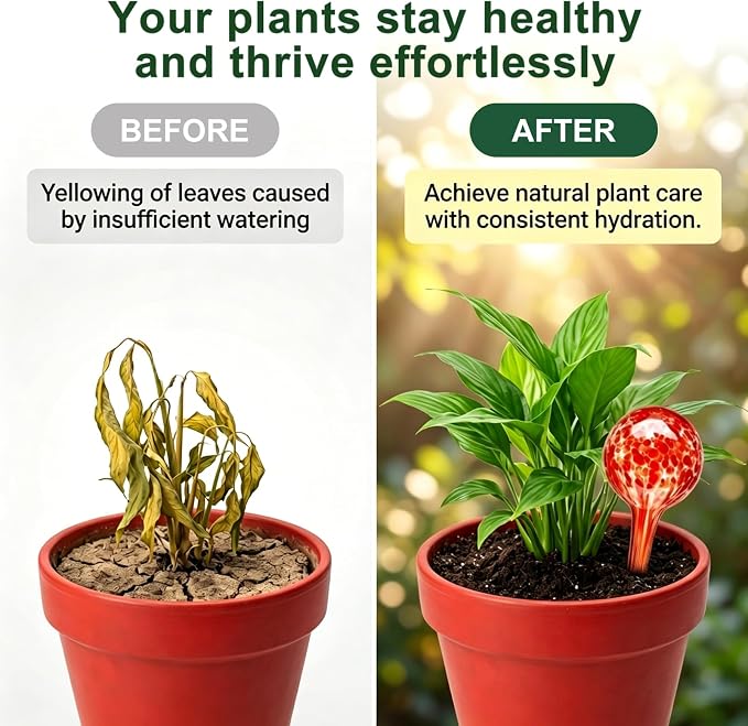 Plant Watering Globes Automatic Glass Watering Bulbs, Glass Ball Planter, Decorative Garden Watering Plant Watering Bulbs with 8-Pack, 2.87 inch Diameter
