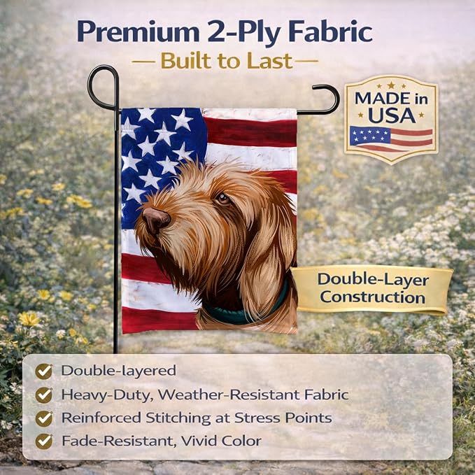 Caroline's Treasures CK6553GF Griffon Fauve de Bretagne American Flag Garden Flag Mailbox Flag Decorative Yard Flag Banner Outside Patio Artwork Yard Flower Beds, Garden Size, Multicolor
