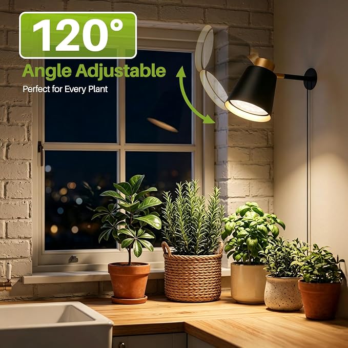 Hanging Grow Lights for Indoor Plants, 18W Wall Mounted Grow Light with 660nm Red Light, Decorative Full Spectrum Grow Lamp for Tall Plants Flowers, 9.8ft Power Cord, Modern Style