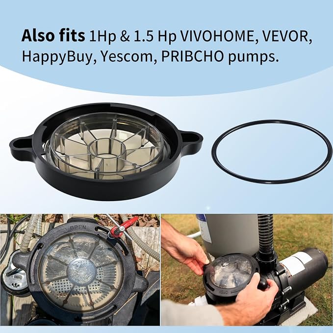 Pool Pump Basket Cover Compatible with Splapool Deluxe Pureline Pool Pumps | Pool Pump Lid Compatible with Splapool 72728 72729 72730 72747 72748 Most Modles，Fit 0.75HP/1HP/1.5HP/2HP Pump, with O-Ring