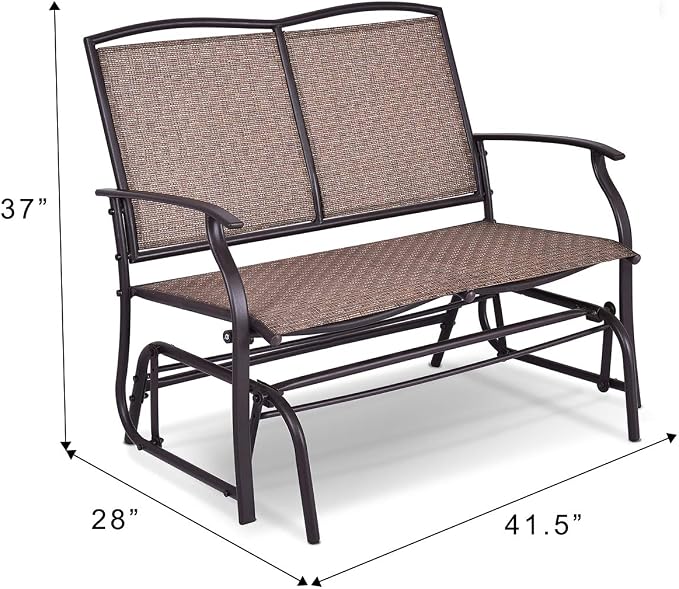 Giantex OP3100-New Patio Glider Bench, Brown 41.5"X28.0"X37"(LXWXH)