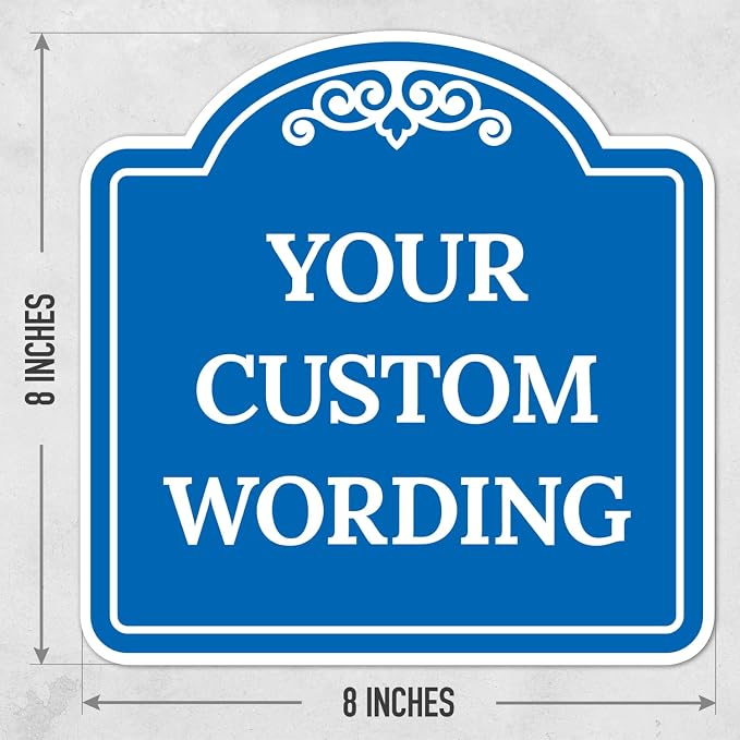 Custom Decorative Sign, Personalized Metal Sign for Business, Driveway, Home, Airbnb, Office Door Plaque, Blue Background, 8x8 Inches, ACM, Fade Resistant, Made in USA