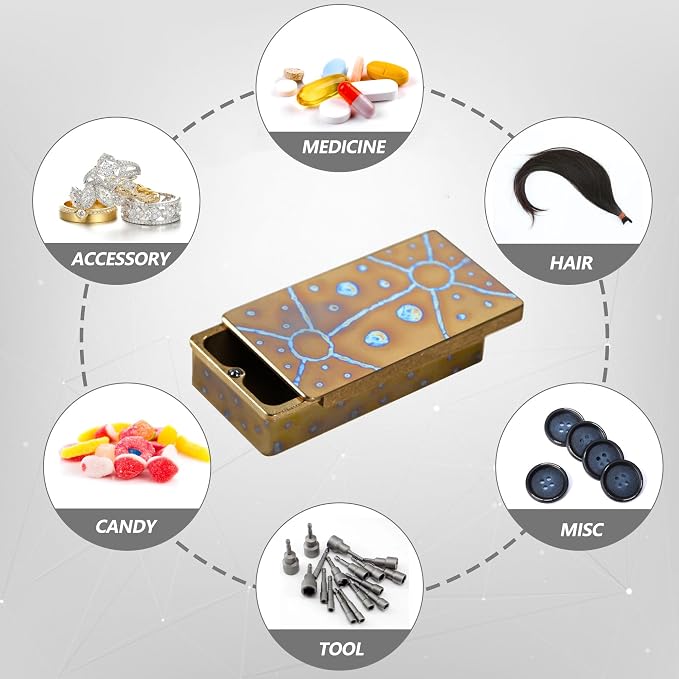 Titanium EDC Container Storage Box Mini Metal Box Outdoor Camping Gear Backbag Tool For Tiny Things, Blue