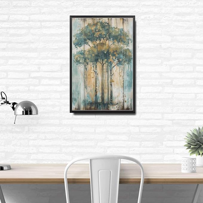 Metal Sign Tin Sign Vintage Shabby Chic Umbrella Tree Tin Sign for Vintage Rustic Home Decor and Distressed Wood Pan Home Deccor Store Home Decor for Pub 12×16 Inches with Metal Frame