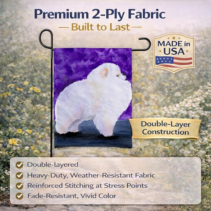 Caroline's Treasures SS8688GF Pomeranian Garden Flag Mailbox Flag Decorative Yard Flag Banner Outside Patio Artwork Yard Flower Beds, Garden Size, Multicolor