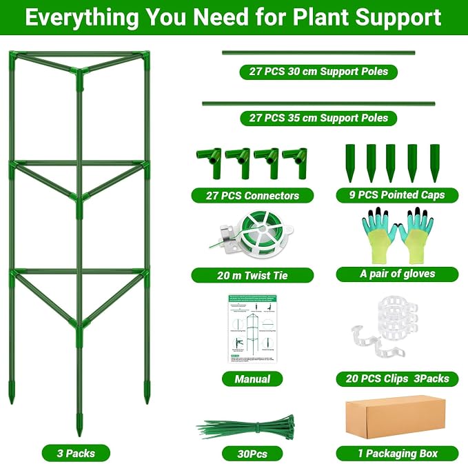 Tomato Cages for Garden, 3 Pack Tomato Cage Trellis, Garden Cage Heavy Duty Tomato Stake Support, Garden Stakes Plant Cage for Pots Plants Vegetables