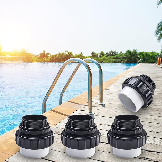 2 in MIP x 2 in PVC Pool Pump Union Adapter, Hi-Temp Slip Fitting for and Pumps, Threaded 4-Pack(4pcs)