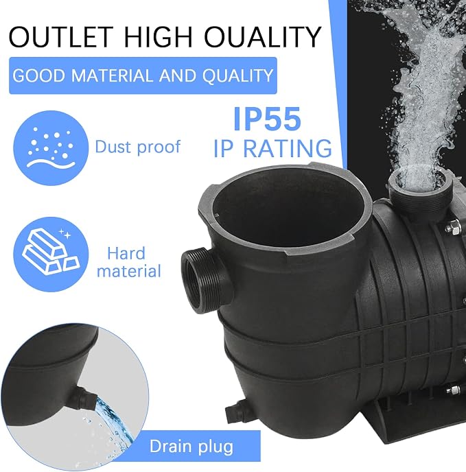 Inground and Above Ground Pool Water Pump,Swimming Pool Pump, Dual Voltage 110-120V/220-240V 1500W High Flow Pool Pump, with Strainer Basket (2.0HP)