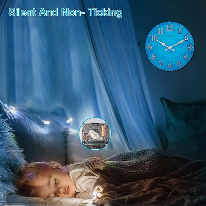 OCEST 12 Inch Indoor Outdoor Clock, Waterproof Resin Outdoor Wall Clock, Silent Non-Ticking Battery Operated Decor for Garden Pool Patio (Blue)
