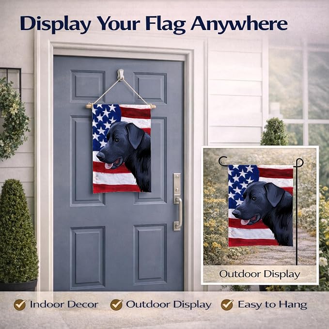 Caroline's Treasures CK6611GF Majorca Shepherd Dog American Flag Garden Flag Mailbox Flag Decorative Yard Flag Banner Outside Patio Artwork Yard Flower Beds, Garden Size, Multicolor
