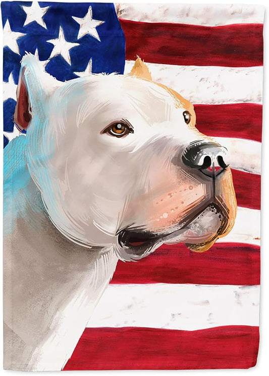 Caroline's Treasures CK6459CHF Brazilian Dogo American Flag House Flag Large Porch Sleeve Pole Decorative Outside Yard Banner Artwork Wall Hanging, Polyester, House Size, Multicolor