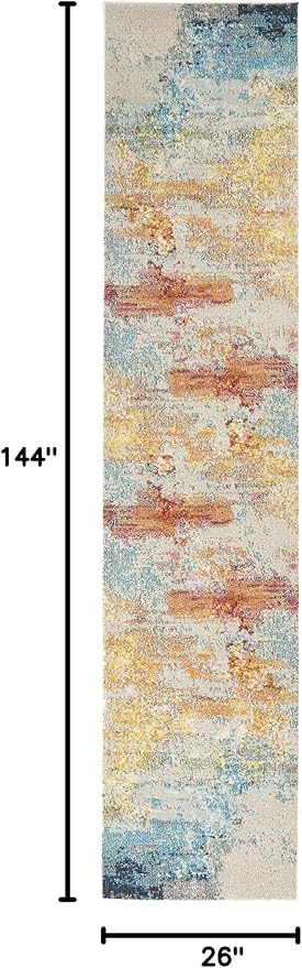 Nourison Home Celestial Sealife 2'2" x 12' Area Rug - Easy Clean, Non Shedding, Bed Room, Living Room, Dining Room, Kitchen (12' Runner)