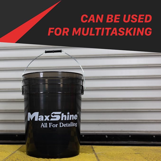 Maxshine 5 Gallon Universal Detailing Bucket (Red) – Car Wash Bucket for Scratch-Free Washing, Garage Storage & Detailing Tools – Holds Soap, Foam Cannon, Microfiber Towels & More