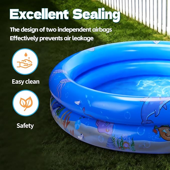 Inflatable Kiddie Swimming Pool for Toddler - 34”X7”，Swimming Pool for Kids Ages 1-3/4-8, Inflatable Ball Pit Pool for Baby, Small Infant Pool, Kid Pools for Backyard, Kiddie Pool for Dogs/Puppy