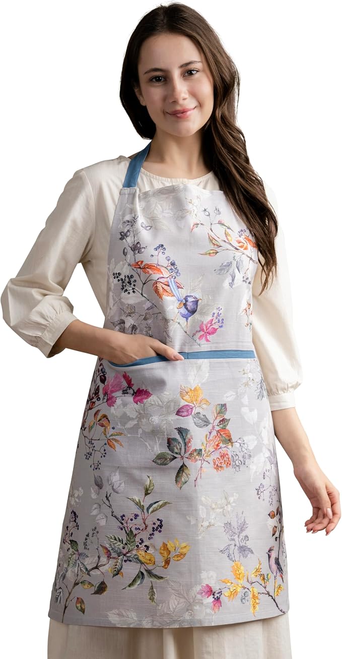 Maison d' Hermine Aprons for women with Pocket 100% Cotton (27.50"x31.50") | Adjustable Neck Strap & long ties Apron Men Chef Wedding Cooking Gardening Server Maid