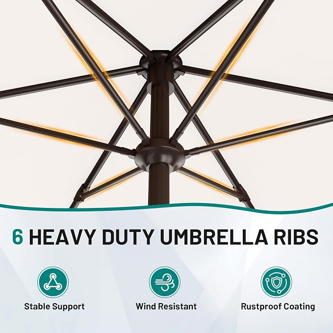 AreShark 7.5FT Patio Umbrella Table Market Umbrella w/Tilt and Crank, Heavy-Duty Outdoor Umbrellas for Pool, Deck, Garden and Backyard, Cream White
