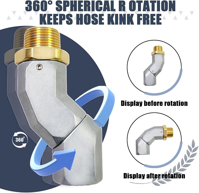 2PCS 3/4" NPT Fuel Swivel, 360 Rotatable Fuel Hose Connector, Anti-Kink Multi-Plane Swivel Fitting for Fuel Transfer Nozzle