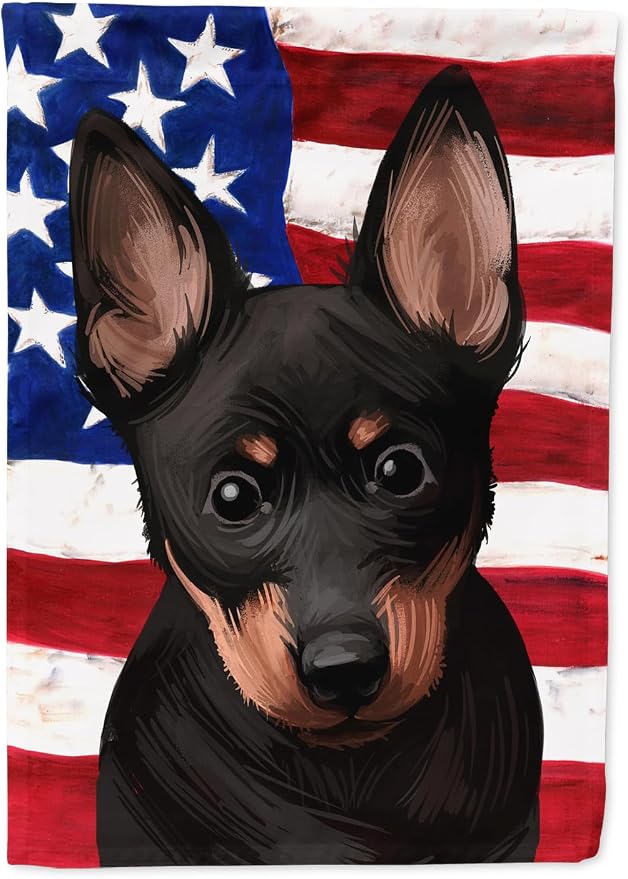 Caroline's Treasures CK6603GF Lancashire Heeler American Flag Garden Flag Mailbox Flag Decorative Yard Flag Banner Outside Patio Artwork Yard Flower Beds, Garden Size, Multicolor