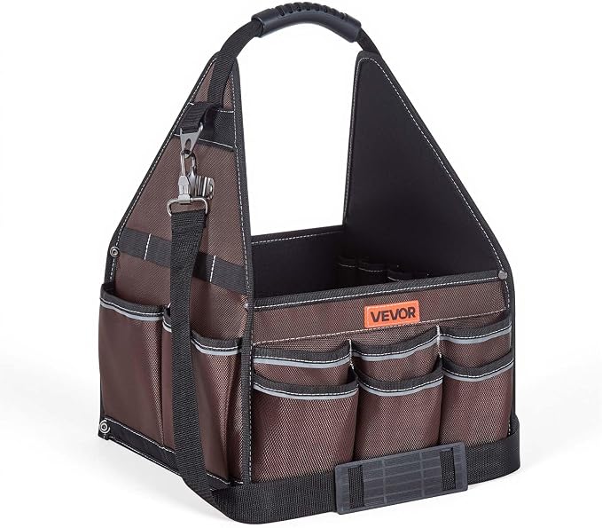 VEVOR Tool Bag, 13 Inch, 45-Pocket Open Top Tool Tote, Electrical Maintenance Toolbox Organizer Storage with Handle, Adjustable Shoulder Strap, Portable Toolbag, for Professionals DIY & Jobsite Use