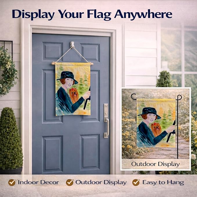 Caroline's Treasures SS8550GF Lady driving with her Yorkie Garden Flag Mailbox Flag Decorative Yard Flag Banner Outside Patio Artwork Yard Flower Beds, Garden Size, Multicolor