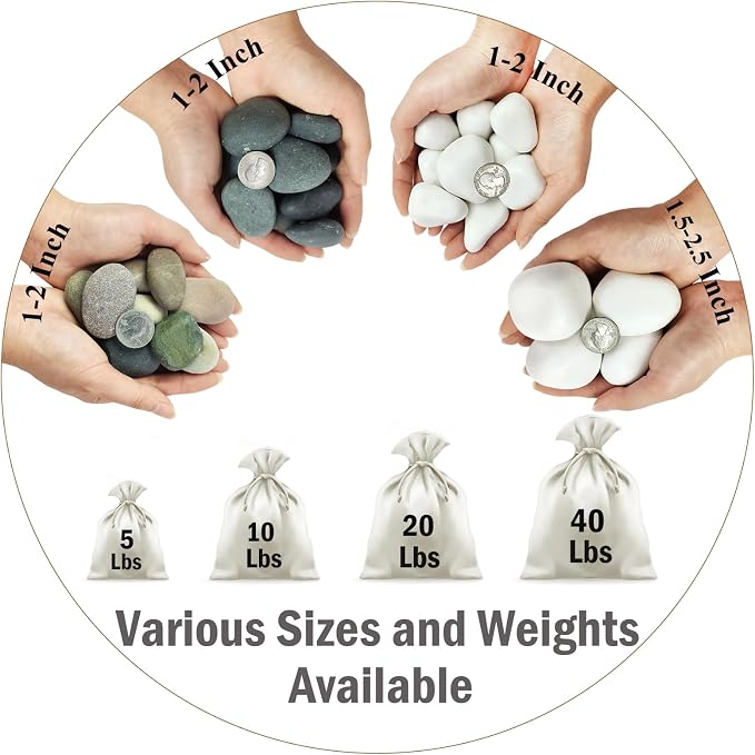 FANTIAN 10 lbs White River Rocks for Plants, 1.5-2.5 Inch Decorative White Stones Pebbles for Indoor Plants, Vase, Terrarium, Landscaping, Garden and Yard