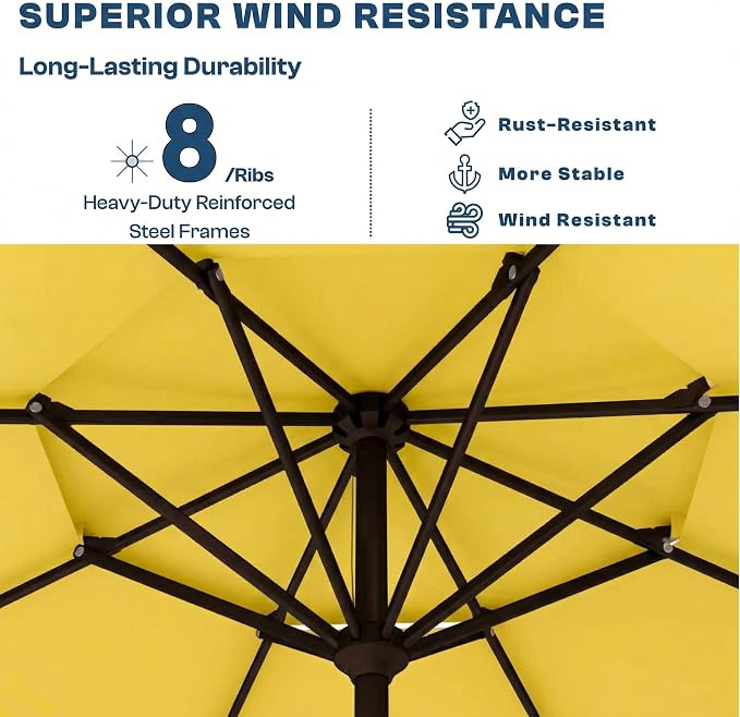 10FT Patio Umbrella, 2 Tier Outdoor Table Umbrella, Large Vented Market Umbrellas with Push Button Tilt and Crank, 8 Sturdy Ribs for Backyard, Deck, Pool, UPF50+ UV Protection