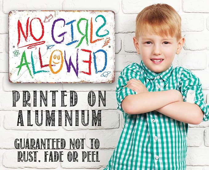 Metal Sign - No Girls Allowed - Durable Metal Sign - Use Indoor/Outdoor - Makes a Great Boys Room or Tree House DÈcor Under $20 (8" x 12")