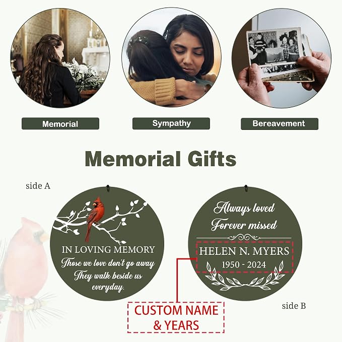 ASTARIN Cardinal Memorial Wind Chimes, 36" Personalized Name Sympathy Wind Chime, Windchimes in Memory of Loved One, Bereavement Condolence Gift for Loss Mom Dad Sister Son(Produced in Texas)