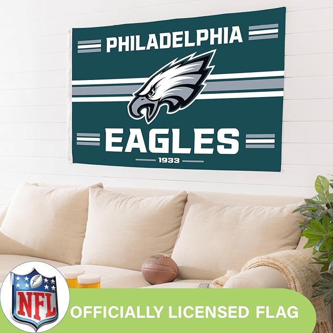 NFL 3 x 5 Outdoor Durable Flag with Grommets | Heavy Duty Flag & Banner for Outdoor Garden Patio Decoration | Indoor Wall Decor Flag for Room | Works with Flag Poles for Outside House (Philadelphia Eagles-Vintage)