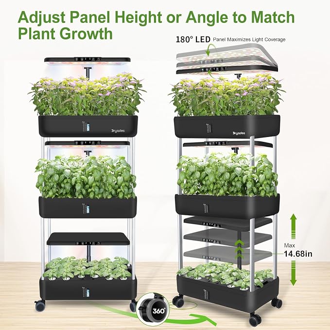 Hydroponics Growing System Indoor Garden - DRYADES Herbs Garden Kit Indoor with LED Grow Light Grow Anything Plants Germination Kit (No Seeds) Harvest Vegetable Lettuce for Home Kitchen (66 Pods)