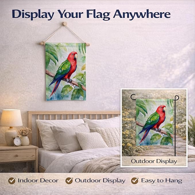 Caroline's Treasures Eclectus Parrot Garden Flag Mailbox Flag Decorative Yard Flag Banner Outside Patio Artwork Yard Flower Beds, Garden Size, Multicolor