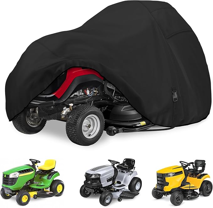 Porch Shield Heavy Duty 600D Polyester Lawn Tractor Cover Waterproof Universal Riding Lawn Mower Cover (Up to 54 inches Decks, Black)