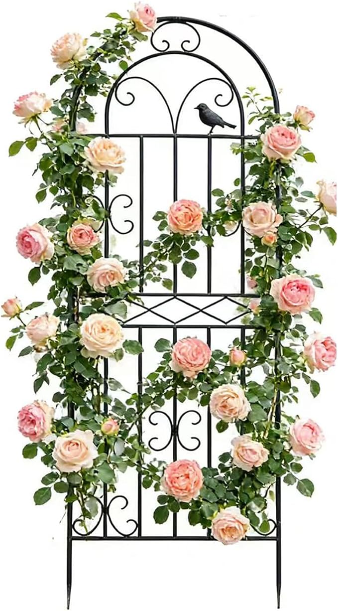 1 Pack 47.2"x19.7" Metal Gardon Trellis for Climbing Plants Flowers Outdoor, Rustproof, Heavy Duty, Black Coating Plant Support for Rose, Vines, Flowers, Perfect for Training Climbing Plants, Black