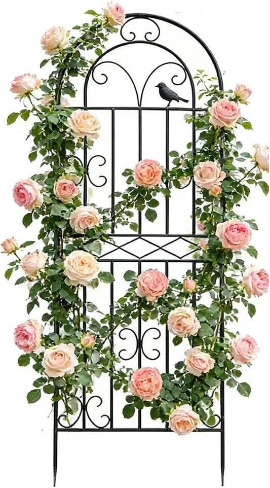 1 Pack 47.2"x19.7" Metal Gardon Trellis for Climbing Plants Flowers Outdoor, Rustproof, Heavy Duty, Black Coating Plant Support for Rose, Vines, Flowers, Perfect for Training Climbing Plants, Black