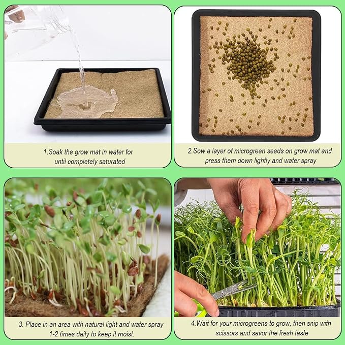1 Roll 10" x 120" Microgreens Growing Trays Jute Mat Kits, Hydroponic Planting Mat & Seed Germination Pad for Wheatgrass, Bean Sprouts, Hydroponic Seed Growing | Works with Growing Trays