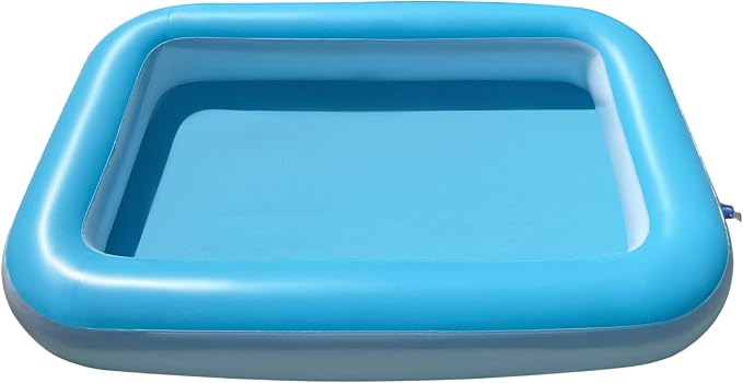 Inflatable Splash Pool for Kids, Plastic Wading Pools Outdoor, Large Sensory Sand & Water Play Pit for Toddlers, Kiddie Small Swimming Pool with Air Pump, Sand Box Backyard (53"*35"*9")