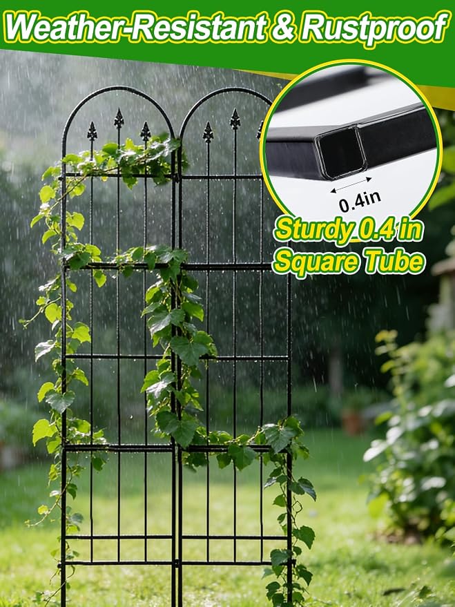 2 Pack Garden Trellis for Climbing Plants Outdoor - 16'' W x 71" H Large Rustproof Metal Plant Support Trellis, Decorative Panels for Climbing Rose, Clematis and Trumpet Vine