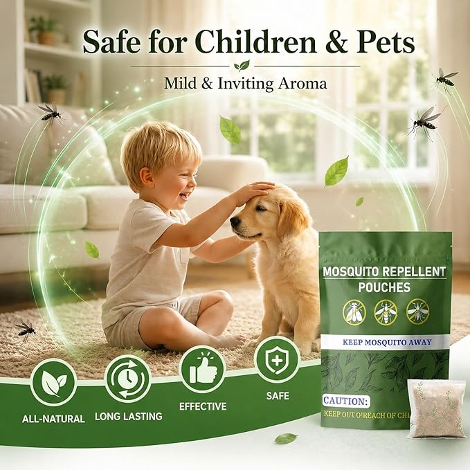 Natural Mosquito Repellent Outdoor Patio, Indoor & Outdoor Use, Mosquito Repellent Sachets for Yard, Patio, Camping & Travel, 60-Day Mosquito Control, Child&Pets Friendly- 8 Pack