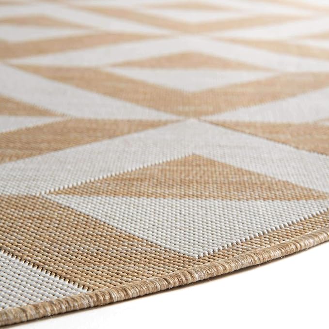 Unique Loom Outdoor Collection Area Rug - Napa (4' 1" Round, Beige/ Brown)