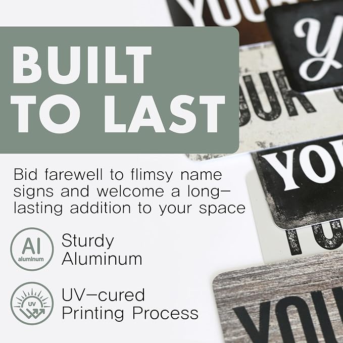 Rustic Custom Metal Sign - Custom Sign for Indoor or Outdoor Use (Rustic Tan Double Border, 15 inches x 4 inches)