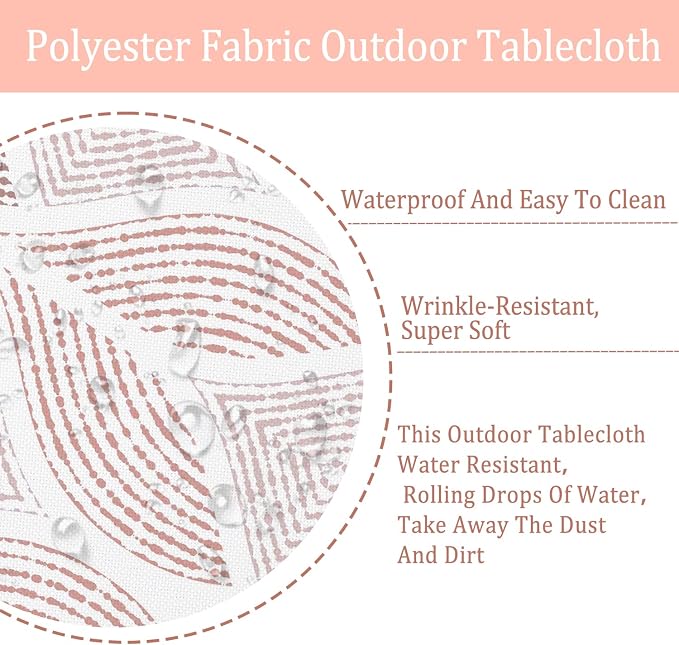 Outdoor Tablecloth with Umbrella Hole Fabric Spill Proof and Waterproof with Zipper Floral Tablecloth for Spring/Summer/Party/Picnic Rectangle 60 x 84 in