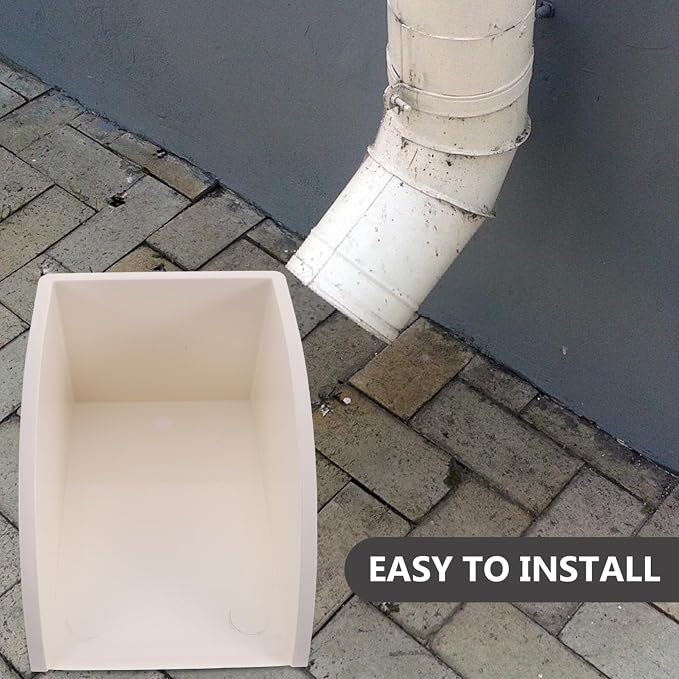 Uonlytech Water Dustpan Rain Barrels to Collect Rainwater from Gutter Splash Guard Downspout Splash Guard Gutter Downspout Block Rain Splash Block Splash Proof Pvc White Bucket