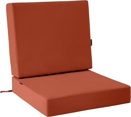 Favoyard Deep Seat Patio Cushion Set 19 x 19 Inch Waterproof Outdoor Chair Cushions for Patio Furniture with Fade Resistant and Removable Cover with Handle & Adjustable Straps for Patio, Yard, Garden