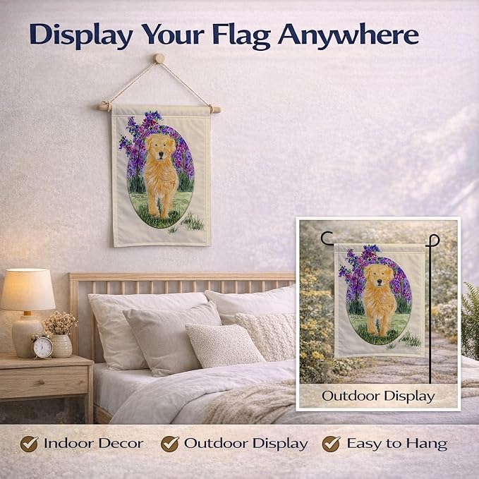 Caroline's Treasures SS8060GF Golden Retriever Garden Flag Mailbox Flag Decorative Yard Flag Banner Outside Patio Artwork Yard Flower Beds, Garden Size, Multicolor